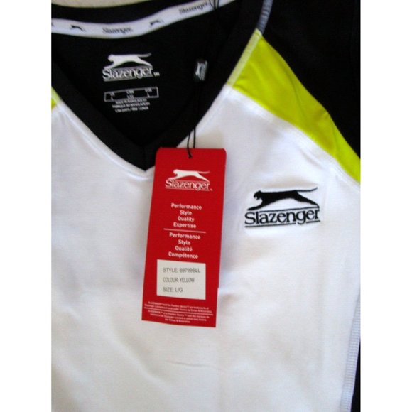 Slazenger Ladies' Sports Performance Top Large Yellow/Black/Whit - New with Tags - Picture 10 of 10